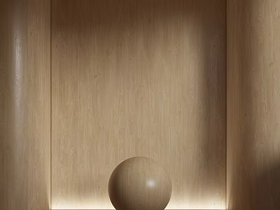 Wooden Bed Accent Wall With Warm Light And Sphere Decor 3d model