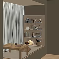 Light Wooden Bookcase With Books Decorations Vase And Cozy Table Setup By White Curtains