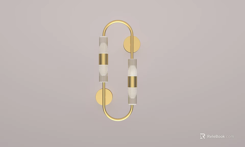 Modern Gold Frame Wall Lamp With Circular Glass Shades And Sleek Design 3d model 