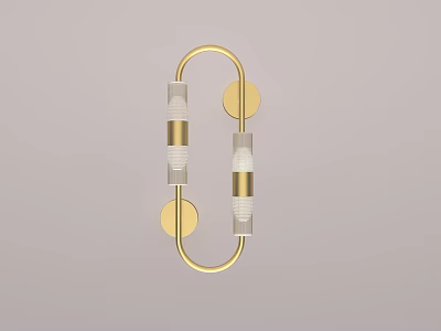 Modern Gold Frame Wall Lamp With Circular Glass Shades And Sleek Design 3d model