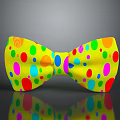 Butterfly Bow Tie With Yellow Base And Colorful Polka Dots On Gray Background