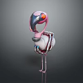 Mechanical Flamingo Robot With Pink Body Long Legs Metallic Structure And Red Eyes