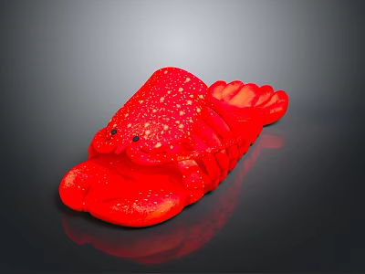 Red Lobster Shaped Slippers With Glossy Finish And Fun Design For Kids 3d model