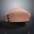 Brown Felt Beret Hat With Black Trim And Decorative Buttons Fashion Accessory