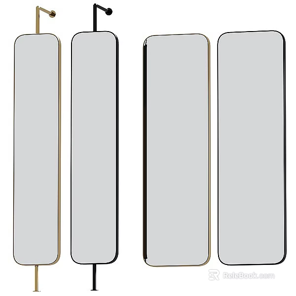 Elegant Modern Rectangular Mirrors With Different Frame Colors For Home Decor 3d model 