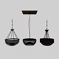Modern Black Crystal Chandeliers With Hanging Net Design For Interior Decor 3d model