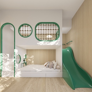 Children in and out of bed 3d model