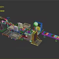 Industrial Machinery Equipment System With Mechanical Arms And Conveyor Belt Components