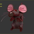Cute Gray Mouse Stuffed Toy With Large Pink Ears On Black Background