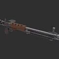 Vintage Rifle With Wooden Stock And Metal Barrel Sights And Magazine