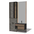 Modern Bathroom Washbasin Vanity With Large Mirror Wooden Cabinets And Drawer