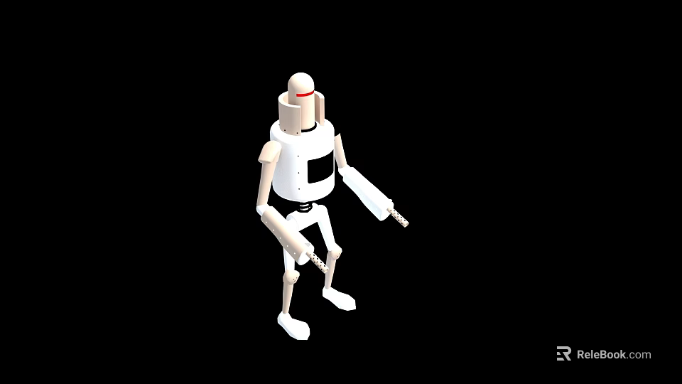 Intelligent Robot With White Mechanical Body Simple Structure And Movable Arms Legs 3d model 