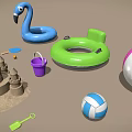 Fun Summer Beach Toys Including Inflatable Rings Beach Balls Sandcastle Bucket Shovel And Rake