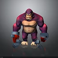 Fierce Purple Gorilla With Mechanical Arms Muscular Build And Angry Expression In Standing Pose