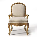 Classic Single Sofa With Gold Carved Frame Light Cushion And Armrest Details