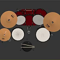 Professional Red Drum Set With Multiple Drums Cymbals And Stands For Music Performance 3d model