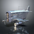 Vintage Metal Airplane Model With Propeller Wings And Mechanical Details