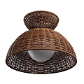 Quiet natural wind rattan round ceiling lamp 3d model