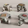 Board Game Entertainment Sets With Stone Tables Stools And Various Chess Designs 3d model