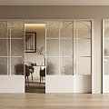 Modern Frosted Glass Sliding Doors For Elegant Interior Space With Wooden Floor