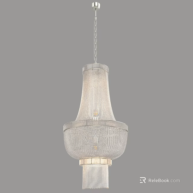 Modern Elegant Crystal Mesh Chandelier With Layered Design And Silver Metal Base 3d model 