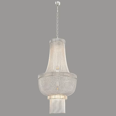 Modern Elegant Crystal Mesh Chandelier With Layered Design And Silver Metal Base 3d model
