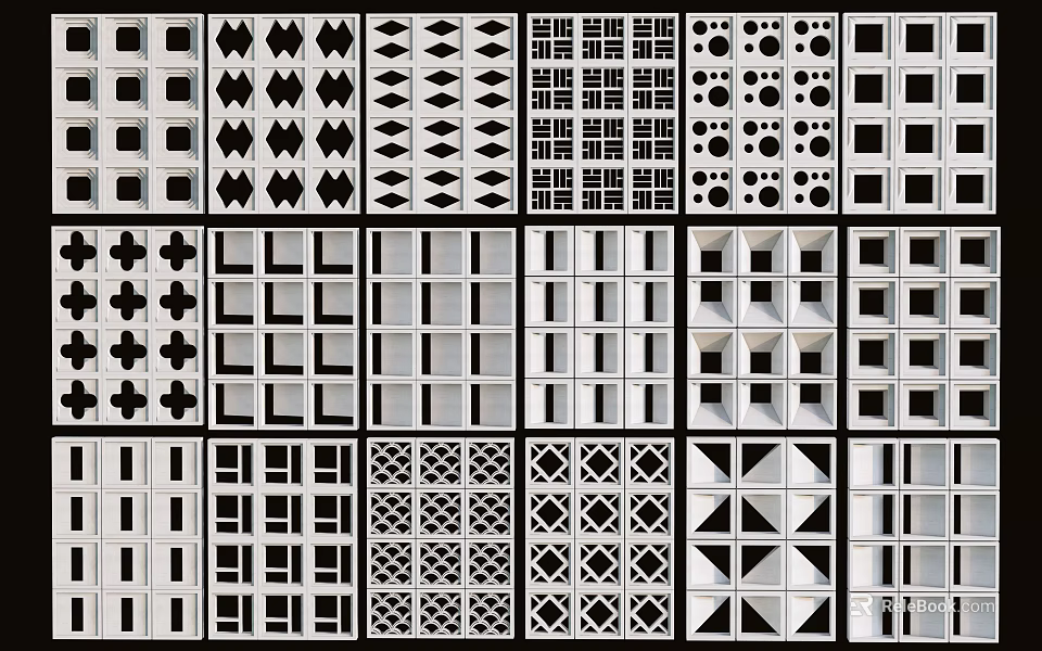 Stylish Room Dividers With Various Geometric Patterns And Modern Designs 3d model