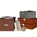 Practical Storage Boxes for Home Organization with Brown Orange Gray Lids and Books Decorative Ball
