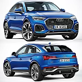 Blue Audi SUV Front And Rear View 3d model