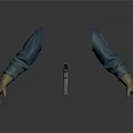 Silver Gun Weapon Displayed With Green Sleeves And Gloved Hands