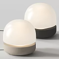 Two Modern Spherical Table Lamps With White Shade And Gray Base Illuminated 3d model