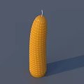 Corn Shaped Yellow Candle Lamp with Wick on Gray Background and Shadow