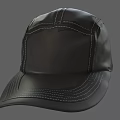 Black Leather Baseball Cap with Classic Stitching Details and Smooth Surface Texture in Modern Style