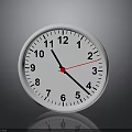White Round Wall Clock With Black Numbers Red Second Hand And Reflection