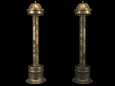 Vintage Metal Decorative Ornament Set With Pair Of Columnar Design And Hollow Patterns 3d model