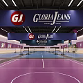 Gloria Jeans Trade Centre Indoor Sports Venue With Purple Basketball Court And Signage