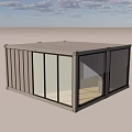 Modern Container Building Design With Large Glass Windows And Simple Exterior Structure 3d model