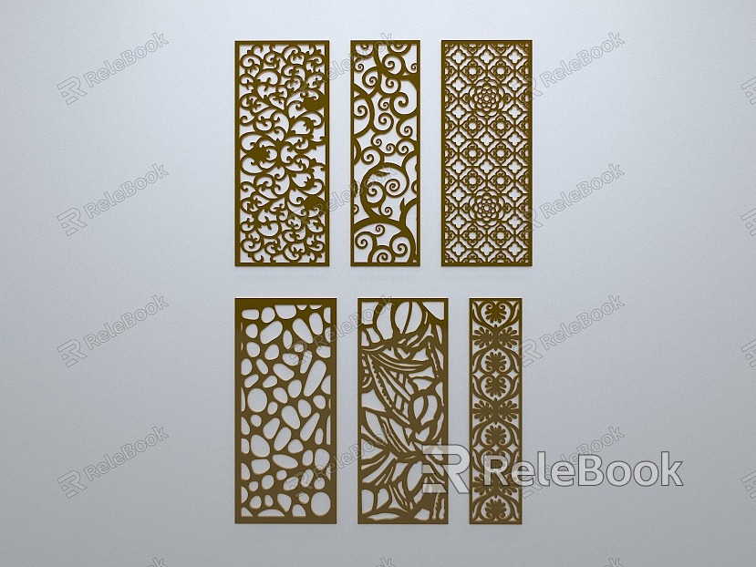 Chinese-style window grilles line silhouette pane window sill border engraved window edge strip construction model