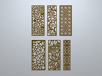 Chinese-style window grilles line silhouette pane window sill border engraved window edge strip construction 3d model