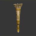 Ornate Golden Tall Candelabra With Intricate Patterns Claw Feet Base And Decorative Top