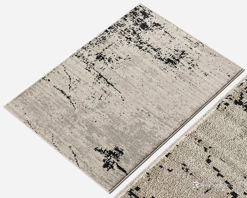 Square Carpet With Light Gray Background And Abstract Black Modern Patterns 3d model