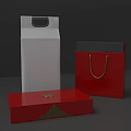 Decorative Ornament Set With White Box Red Handbag And Red Gift Box