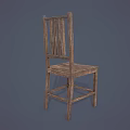 Rustic Wooden Table And Chair Set With Solid Wood Construction And Slatted Back Design 3d model