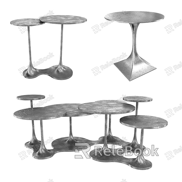 Modern gray metal round table corner table model