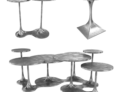 Modern gray metal round table corner table model