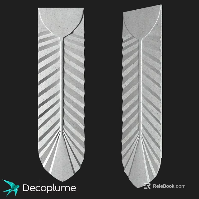 Modern Designed Metal Components with Diagonal Stripes and Feather Texture 3d model 