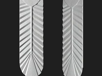 Modern Designed Metal Components with Diagonal Stripes and Feather Texture 3d model