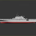 Detailed Aircraft Carrier Model Featuring Flight Deck Island Structure Gray Hull And Red Bottom