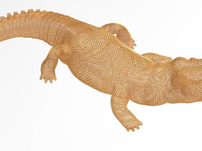 Golden Crocodile Decorative Ornament Set With Mesh Texture For Home Artistic Decoration 3d model