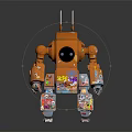 Orange Robot With Colorful Decorations And Mechanical Details In Playful Design